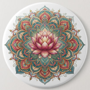 Badge Rond 15,2 Cm Bouton d'art mandala du lotus sacré Ae zen spiri