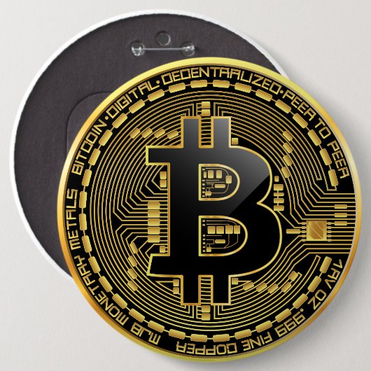 Badge Rond 15,2 Cm Bouton de Bitcoin (Devant & derrière)
