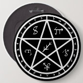 Badge Rond 15,2 Cm Bouton de joint - blanc sur le noir (Devant & derrière)