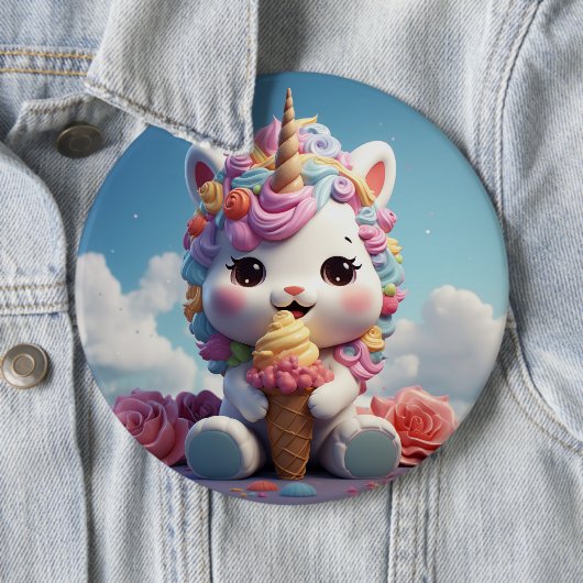 Badge Rond 15,2 Cm Bouton de licorne mignonne (En situation)