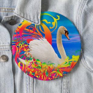 Badge Rond 15,2 Cm Bouton de nid de cygne