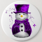 Badge Rond 15,2 Cm Bouton de Noël mou pourpre Snowman (Devant)