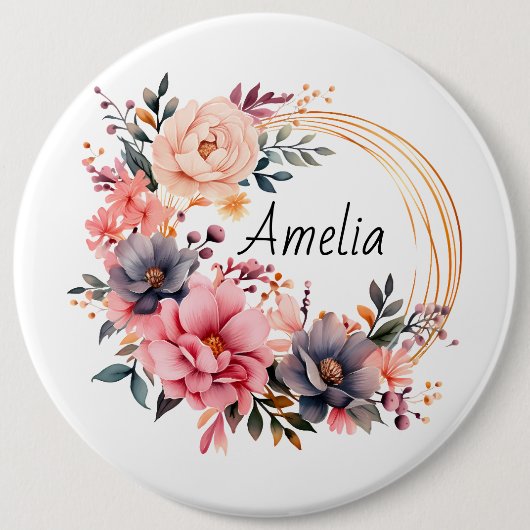 Badge Rond 15,2 Cm Bouton de nom de script élégant (Devant)