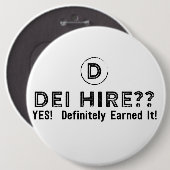 Badge Rond 15,2 Cm Bouton DEI B&W (Devant & derrière)