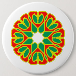 Badge Rond 15,2 Cm Bouton, Design floral classique coloré