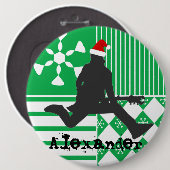 Badge Rond 15,2 Cm Bouton d'étiquette de nom de bas de Noël de (Devant & derrière)