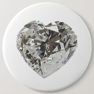 Badge Rond 15,2 Cm Bouton Diamant Cœur
