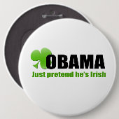 Badge Rond 15,2 Cm Bouton d'Obama d'Irlandais (Devant & derrière)