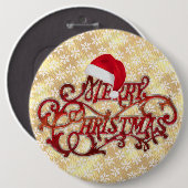 Badge Rond 15,2 Cm Bouton d'or Casquette de Noël Snowflake (Devant & derrière)