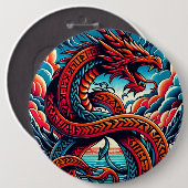 Badge Rond 15,2 Cm Bouton Dragon (Devant & derrière)