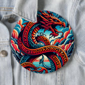 Badge Rond 15,2 Cm Bouton Dragon (En situation)