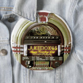 Badge Rond 15,2 Cm Bouton du JUKE-BOX 45 de RVP (En situation)