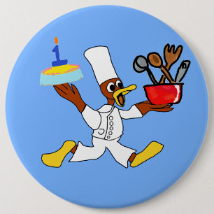 Badge Rond 15,2 Cm Bouton Ducky Kazoo Blue Cartoon Chef