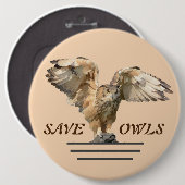 Badge Rond 15,2 Cm Bouton Économiser les chouettes (Devant & derrière)