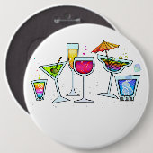 BADGE ROND 15,2 CM BOUTON EN VERRE DE COCKTAIL (Devant & derrière)