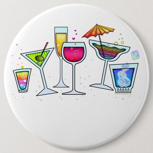 BADGE ROND 15,2 CM BOUTON EN VERRE DE COCKTAIL (Devant)