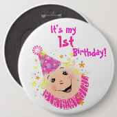 Badge Rond 15,2 Cm Bouton Fille Anniversaire (Devant & derrière)