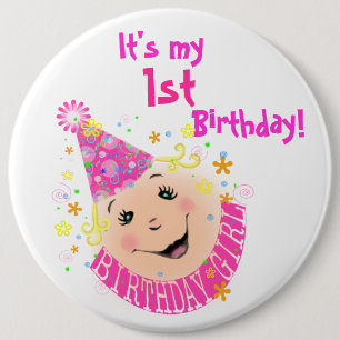 Badge Rond 15,2 Cm Bouton Fille Anniversaire