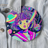 Badge Rond 15,2 Cm Bouton fille de l'Anime Kawaii (En situation)