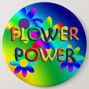 Badge Rond 15,2 Cm Bouton Hippie d'alimentation de 6 pouces