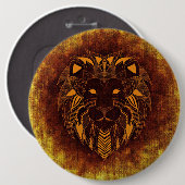 Badge Rond 15,2 Cm bouton lion tribal (Devant & derrière)