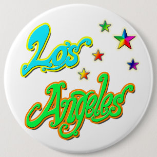 Badge Rond 15,2 Cm Bouton "Los Angeles Star 2"