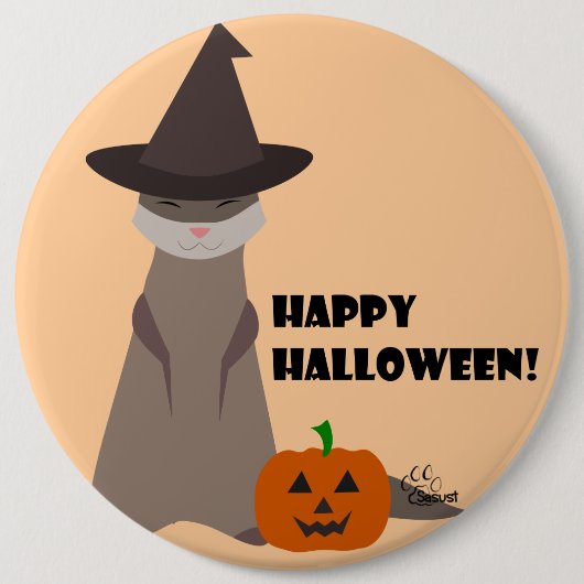 Badge Rond 15,2 Cm Bouton mignon de Halloween de furet (Devant)