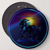 Badge Rond 15,2 Cm Bouton noir de cheval (Devant & derrière)