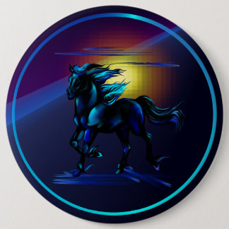 Badge Rond 15,2 Cm Bouton noir de cheval