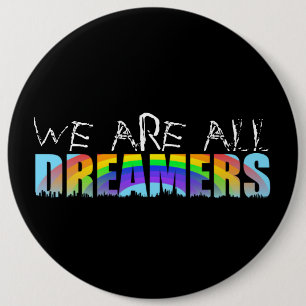 Badge Rond 15,2 Cm Bouton noir Rainbow Skyline Daca Dreamers