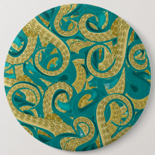 Badge Rond 15,2 Cm Bouton Octopus