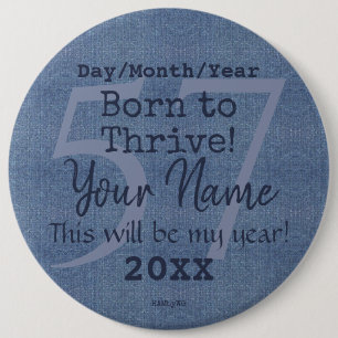 Badge Rond 15,2 Cm Bouton personnalisable Denim Look HAMbyWG