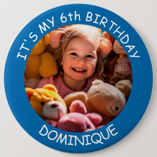 Badge Rond 15,2 Cm Bouton Personnalisable Photo, Nom Et Âge Anniversa