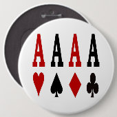 Badge Rond 15,2 Cm Bouton Poker 4 As (Devant & derrière)