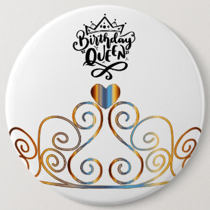 Badge Rond 15,2 Cm Bouton Reine Anniversaire