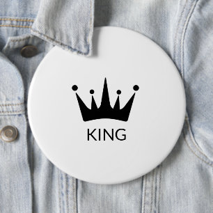 Badge Rond 15,2 Cm Bouton rond personnalisé roi texte couronne noire