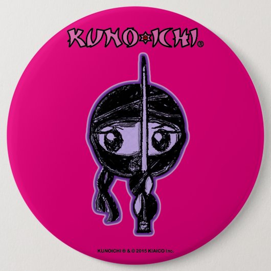 Badge Rond 15,2 Cm Bouton rosâtre de KUNOICHI (Devant)