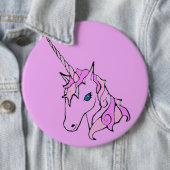 Badge Rond 15,2 Cm Bouton rose de tête de licorne (En situation)