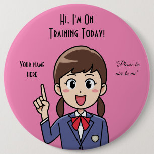 Badge Rond 15,2 Cm Bouton rose employé du stagiaire