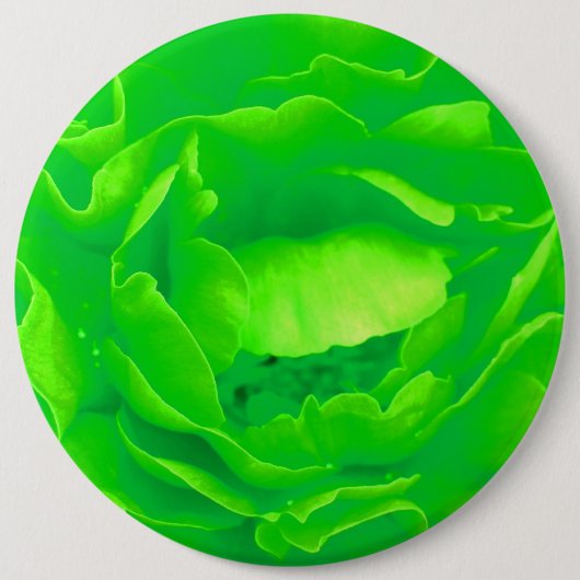 Badge Rond 15,2 Cm Bouton Rose vert - Personnalisable (Devant)