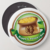 Badge Rond 15,2 Cm Bouton Saint Patrick/Clovers (Devant & derrière)