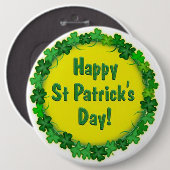 Badge Rond 15,2 Cm Bouton Saint Patrick/Clovers (Devant & derrière)