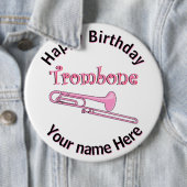Badge Rond 15,2 Cm Bouton Trombone rose (En situation)