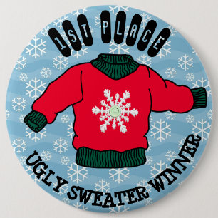 Badge Rond 15,2 Cm Bouton vainqueur de Noël moche 1ère place