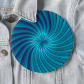 Badge Rond 15,2 Cm Boutonnez le vortex en spirale bleu (En situation)
