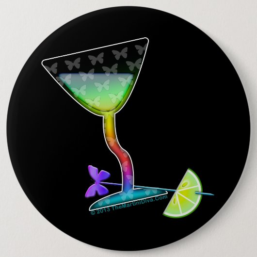 BADGE ROND 15,2 CM BOUTONS - BOUTEILLE MARTINI (Devant)
