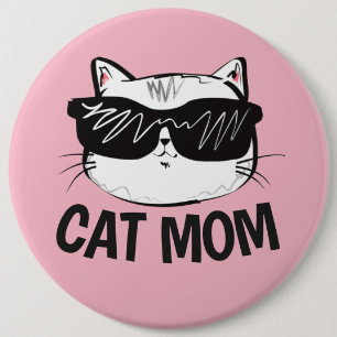 Badge Rond 15,2 Cm Boutons CAT MOM