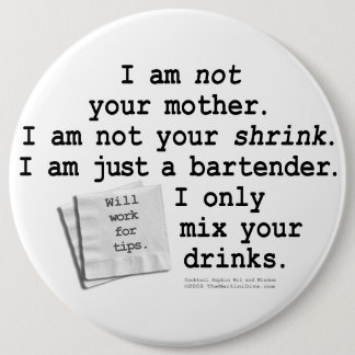 Badge Rond 15,2 Cm Boutons - je suis UN BARMAN