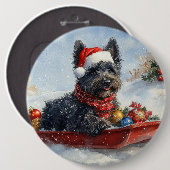 Badge Rond 15,2 Cm Bouviers Des Flandres Chien à Sledge Noël (Devant & derrière)