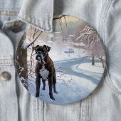 Badge Rond 15,2 Cm Boxe Laisser Neige Noël (En situation)